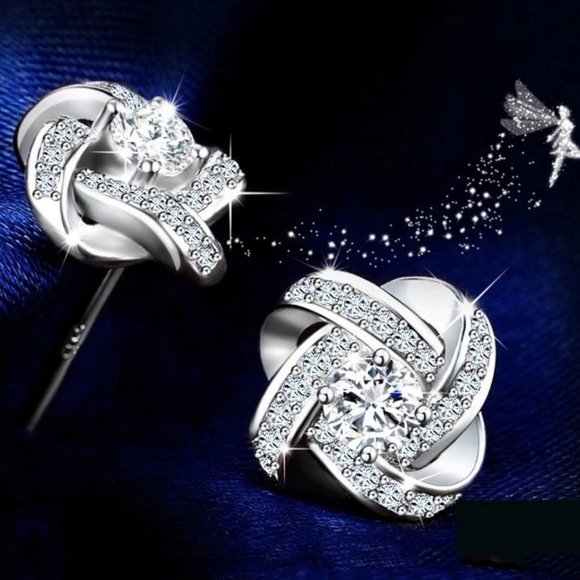 *NEW 925 Sterling Silver Diamond Infinity Earrings - Picture 5 of 10